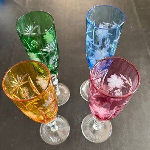 Vintage Lead Crystal Fluted Traube Champagne Glasses Set of 4 by Nachtmann